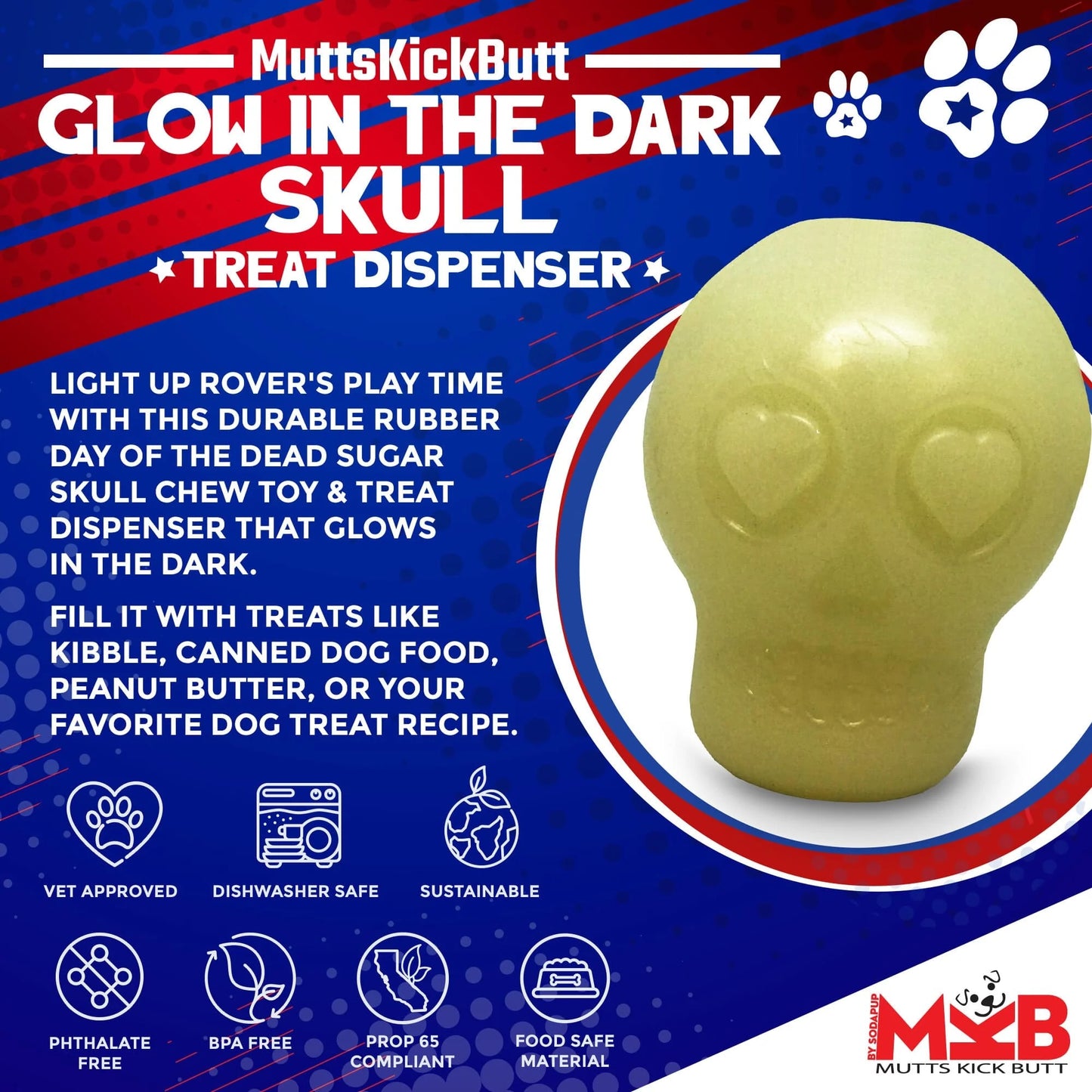 SodaPup Sugar Skull Glow in the Dark