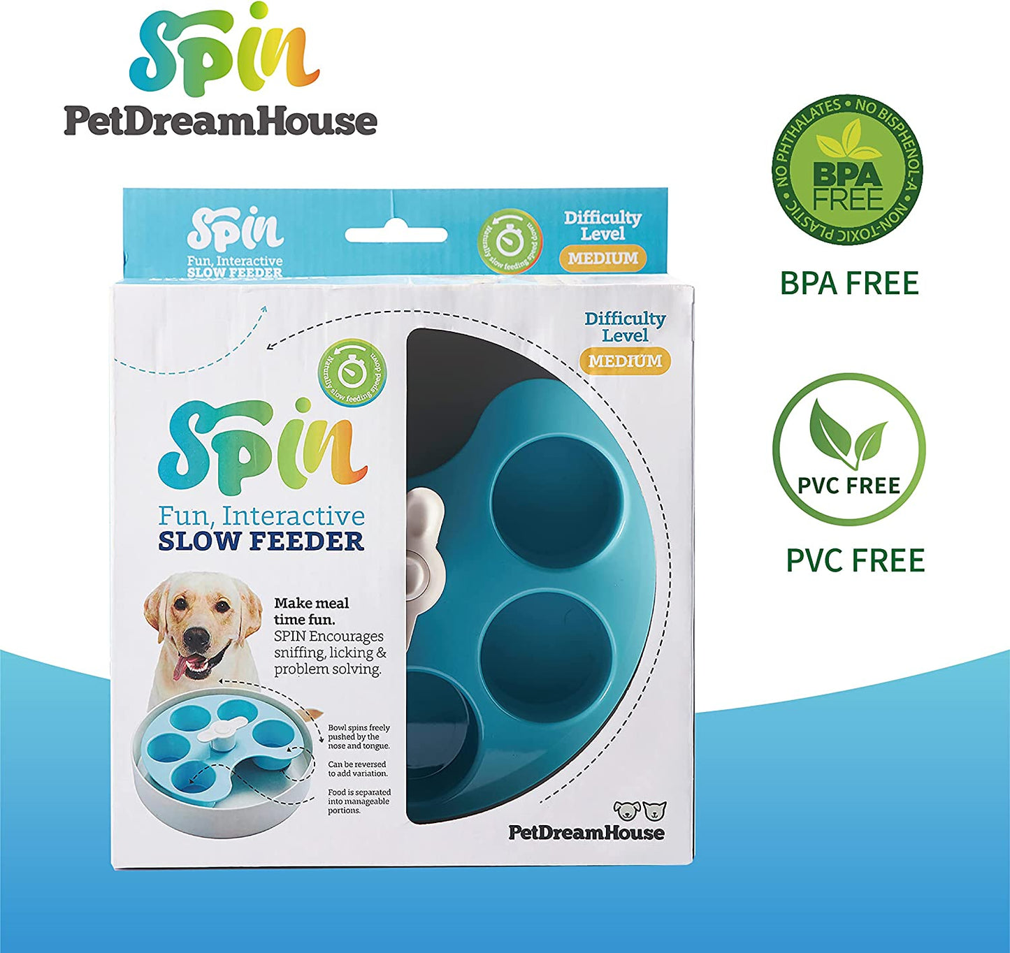 Pet Dreamhouse SPIN Interactive Slow Feeder Palette for Dogs & Cats - Cups