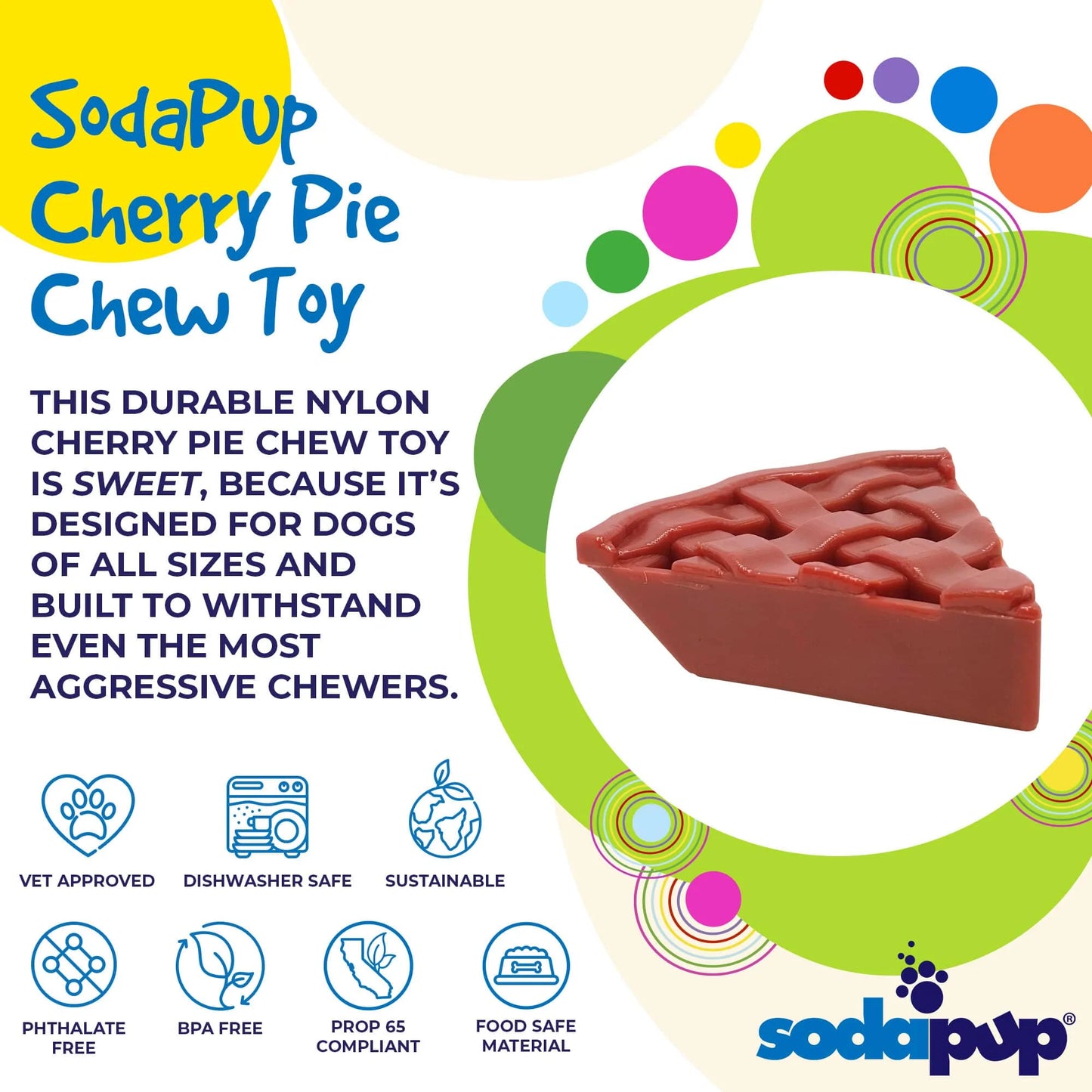 SodaPup Cherry Pie Ultra Durable Nylon Dog Chew and Treat Holder for Aggressive Chewers