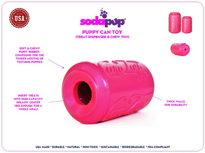 SodaPup Puppy Can Toy Durable Rubber Chew Toy and Treat Dispenser